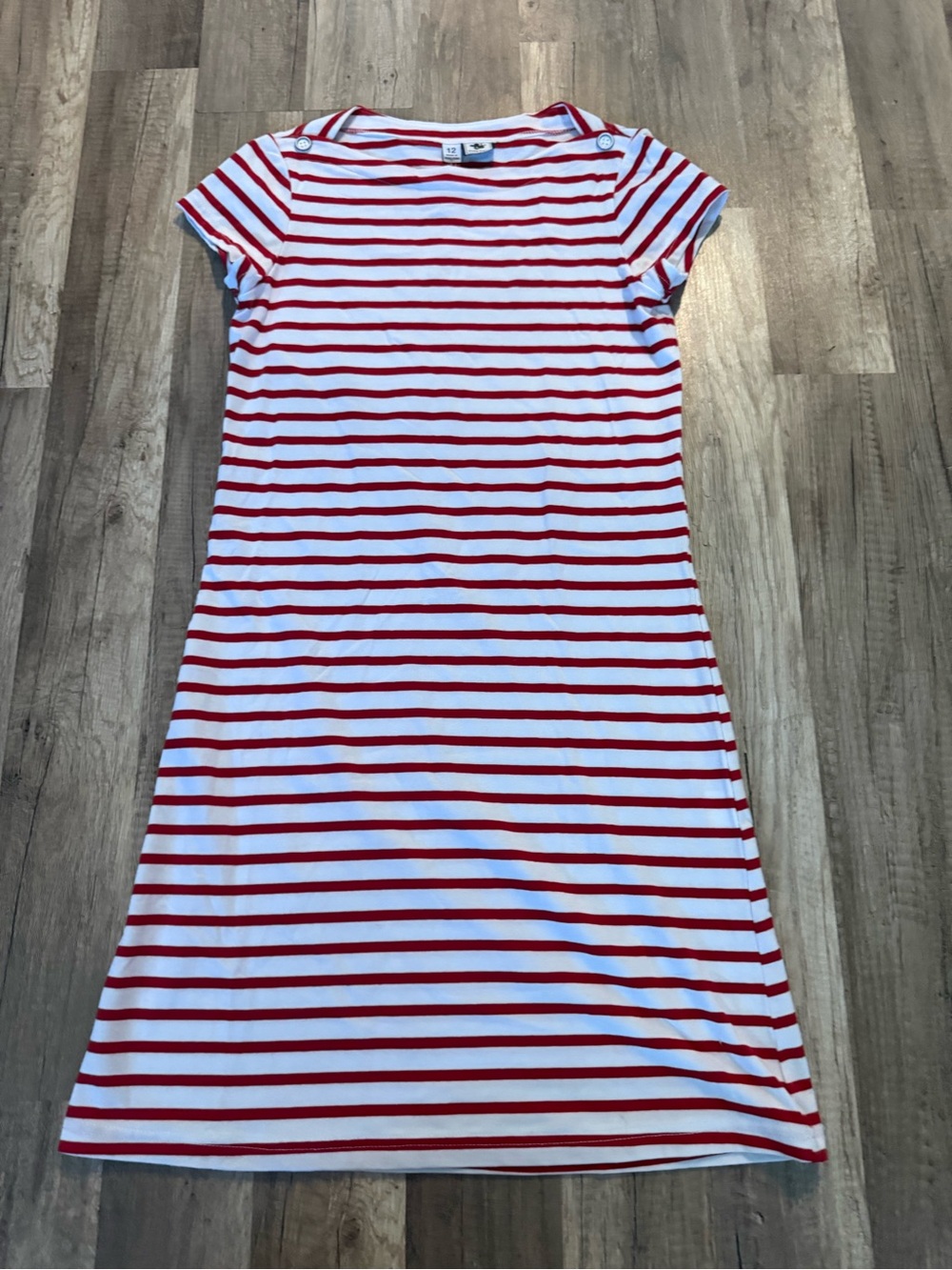 Red and White Striped Short-Sleeve T-Shirt Dress